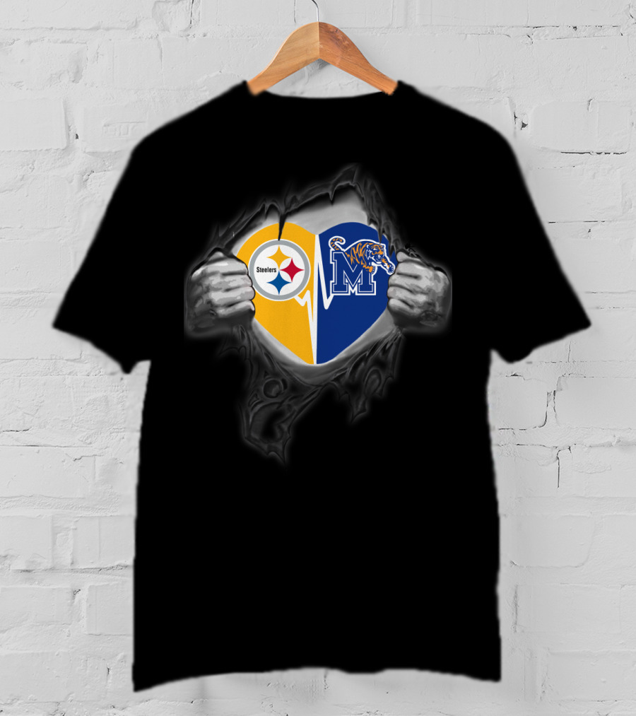 Steelers Heart Memphis Tigers T-Shirt
