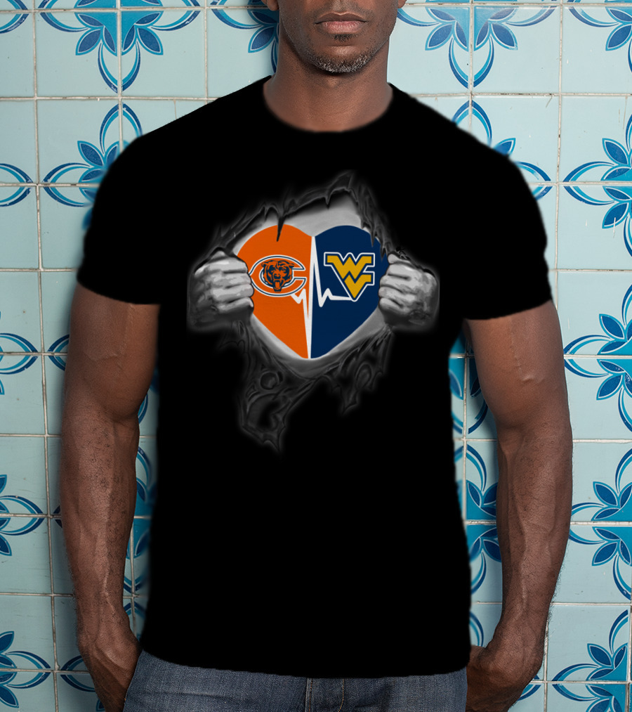 Chicago Bears West Virginia Mountaineers Heart Split T-Shirt
