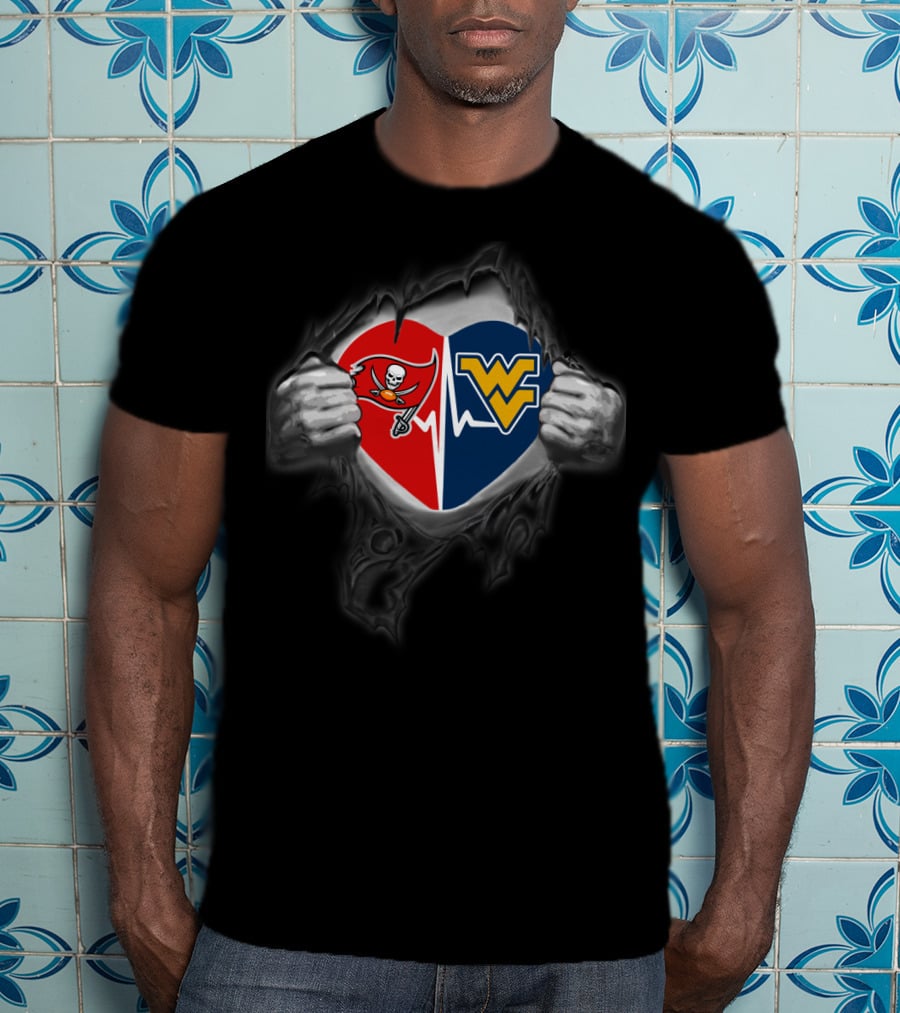 Buccaneers And West Virginia Mountaineers Heart Reversible T-Shirt