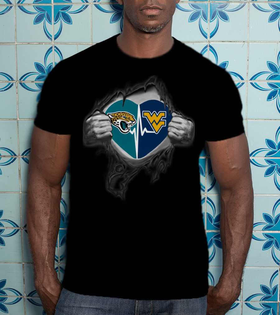 Jaguars West Virginia Mountaineers Heart T-Shirt