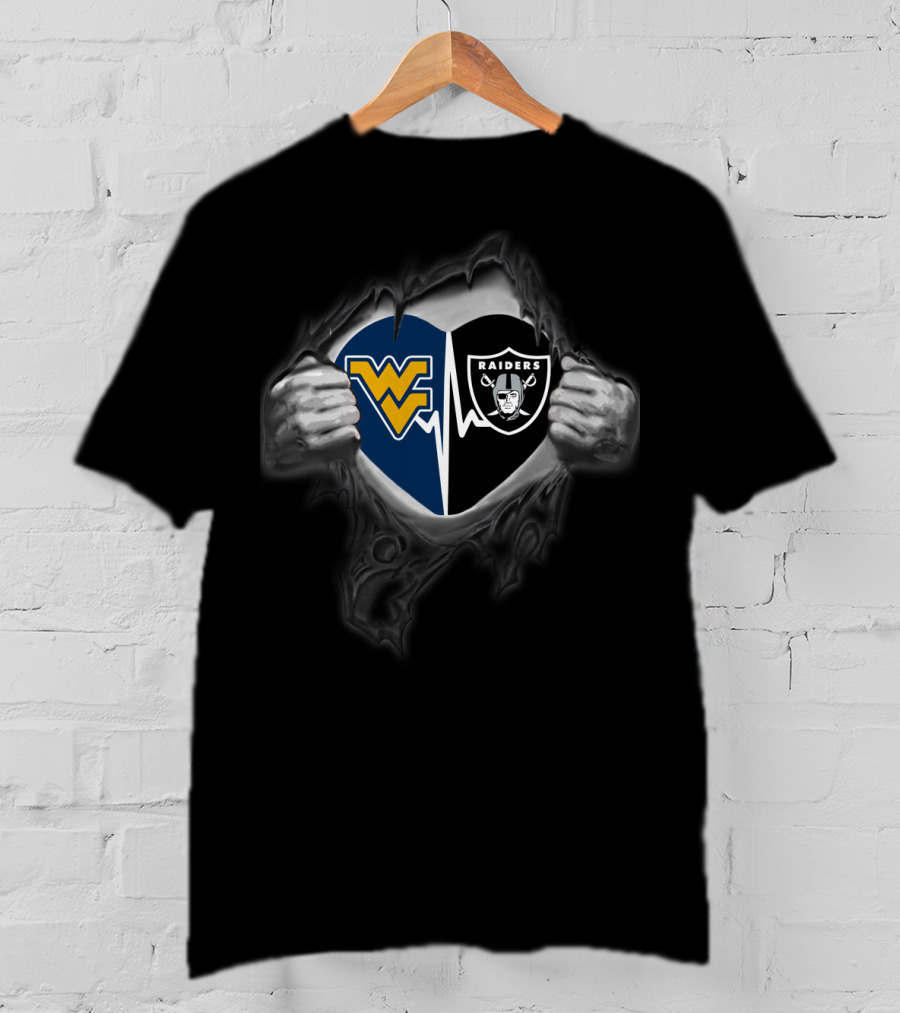 West Virginia Mountaineers Raiders Heart Tear T-Shirt