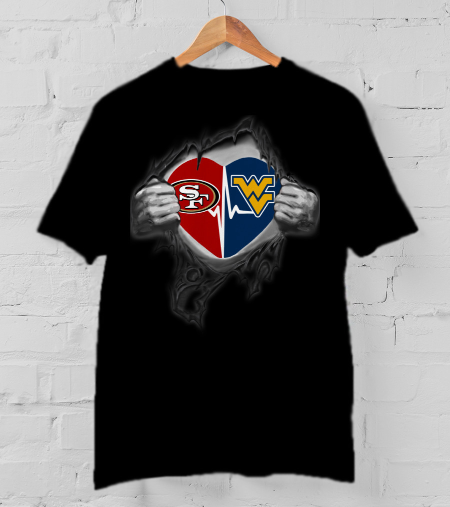 49ers Sf Heartbeat West Virginia Mountaineers Wv T-Shirt
