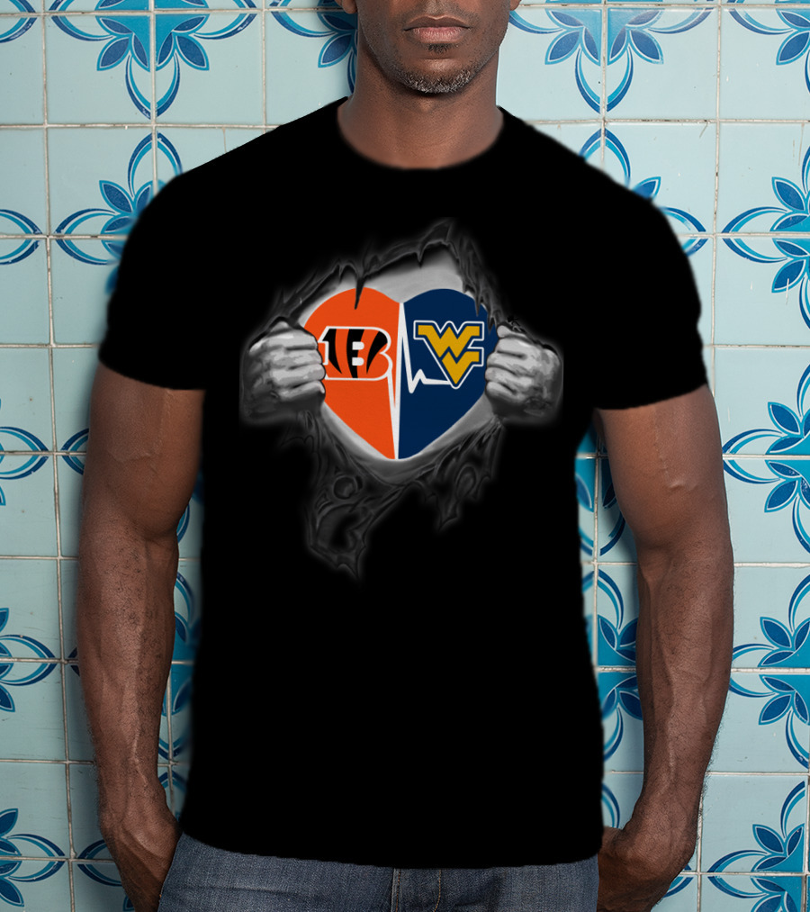 Bengals Heart West Virginia Mountaineers T-Shirt