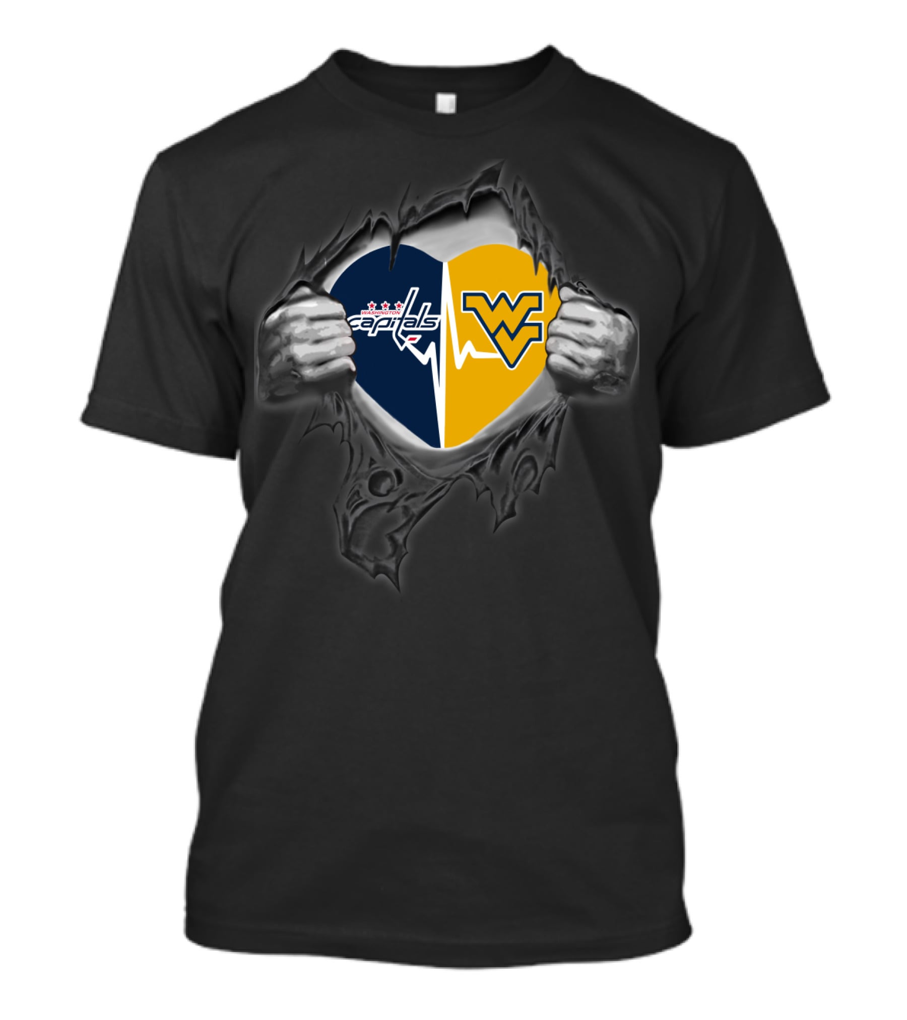 Capitals Wvu Mountaineers Heartbeat Logo Fan T-Shirt