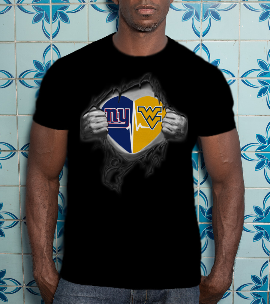 Ny Giants West Virginia Mountaineers Heart T-Shirt