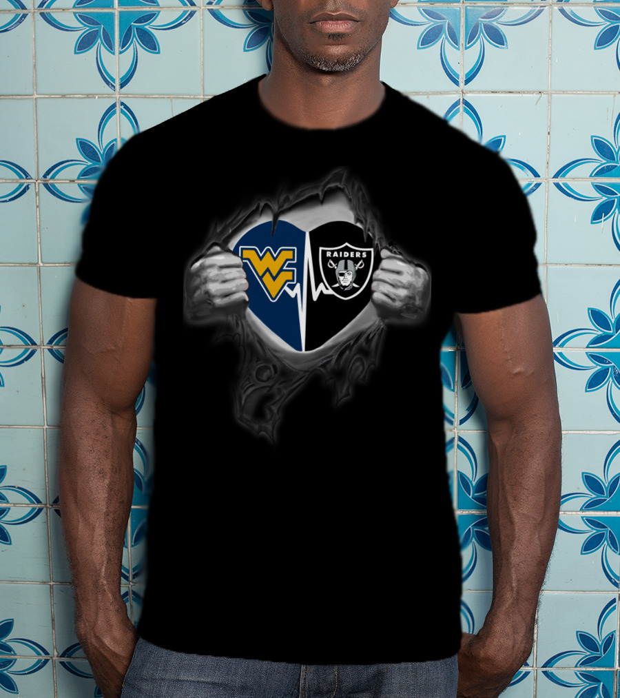 West Virginia Mountaineers Heart Raiders Logo Fusion T-Shirt