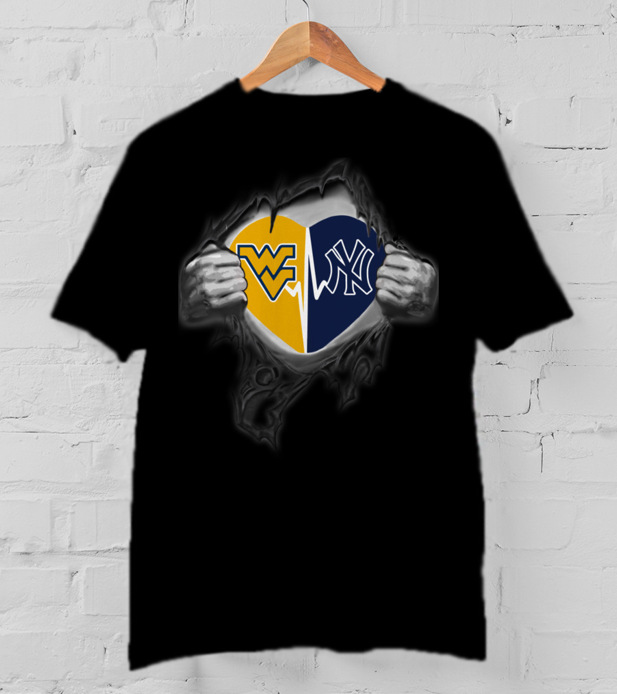 Wv Mountaineers Yankees Heart T-Shirt