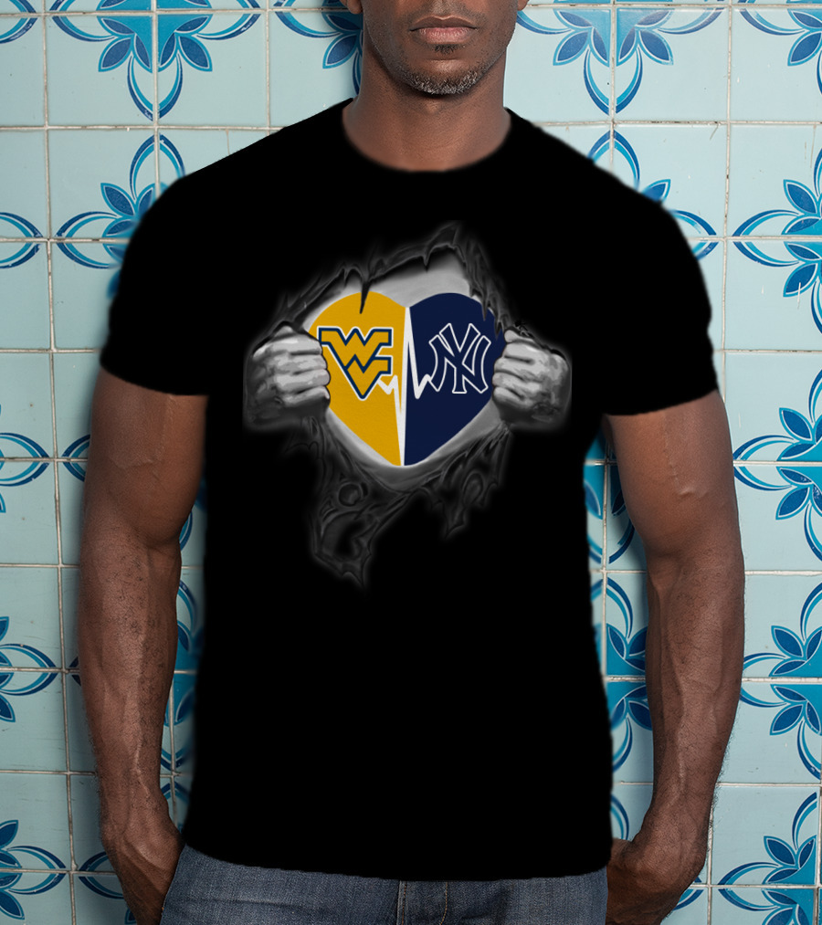 Wv Mountaineers Yankees Heart T-Shirt