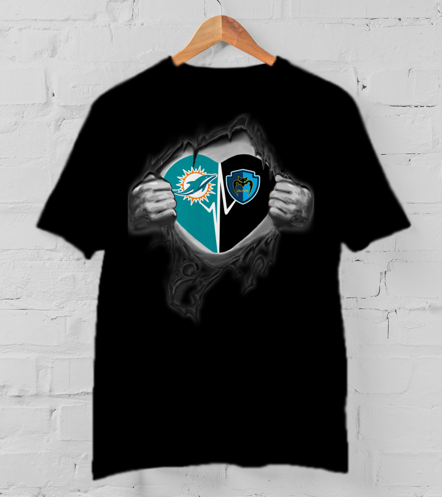 Miami Dolphins Tampa Bay Mutiny Torn Heart T-Shirt
