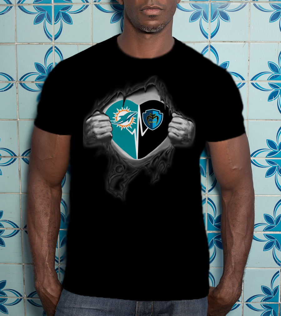 Miami Dolphins Tampa Bay Mutiny Torn Heart T-Shirt