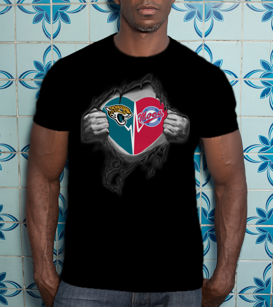 Jacksonville Jaguars Florida Southern Moccasins Heart Burst T-Shirt