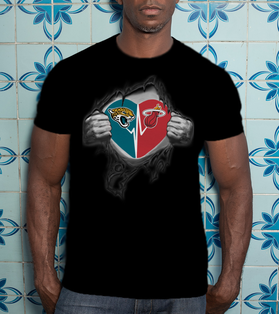 Jaguars Miami Heat Heart T-Shirt