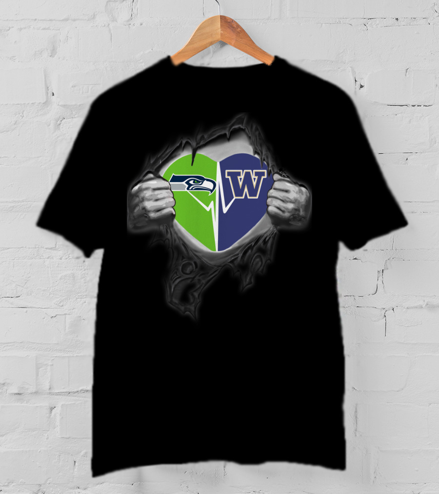 Seahawks Heart Washington Huskies Fusion T-Shirt