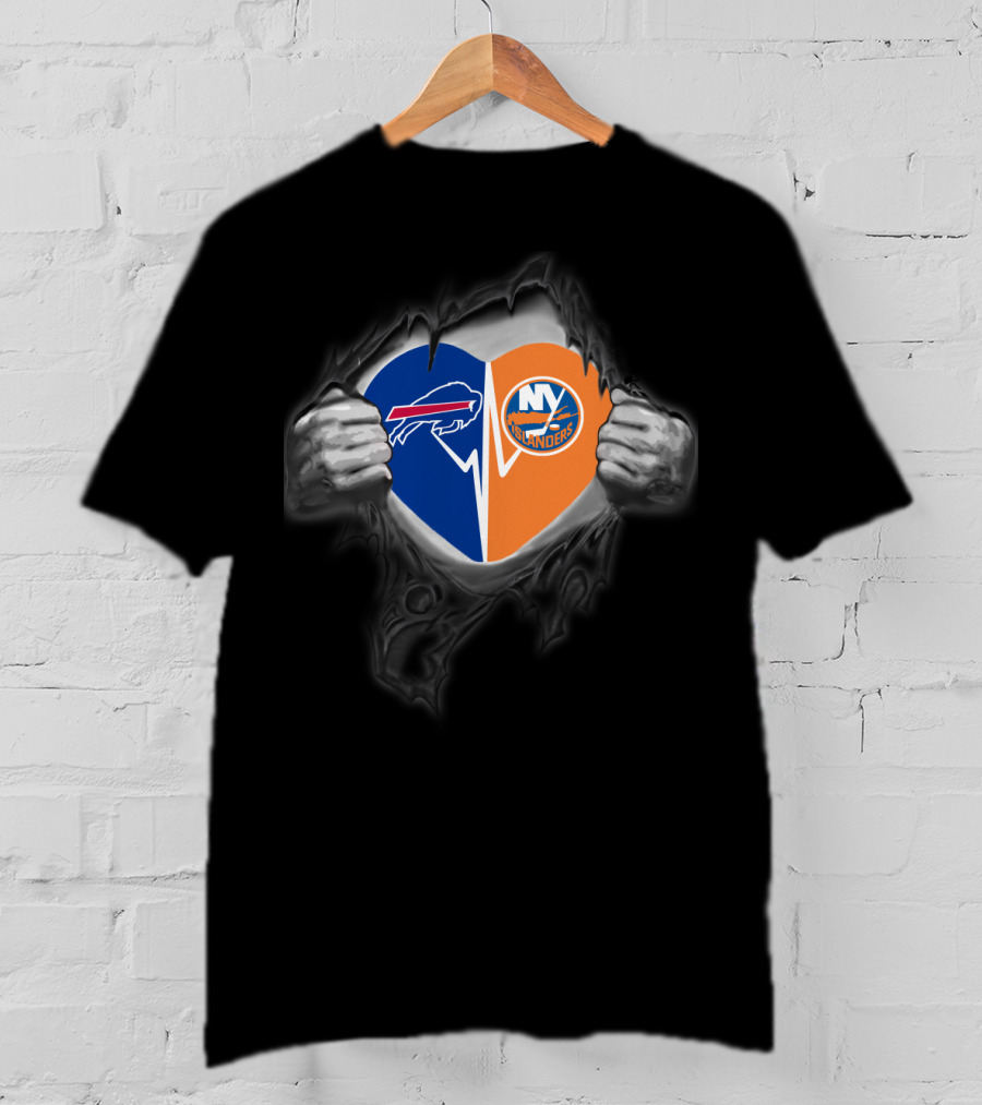 Buffalo Bills Heart Ny Islanders Fan Pride T-Shirt