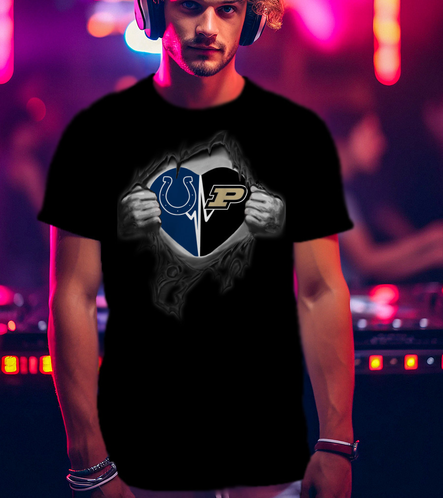 Indianapolis Colts Purdue Boilermakers Heart T-Shirt