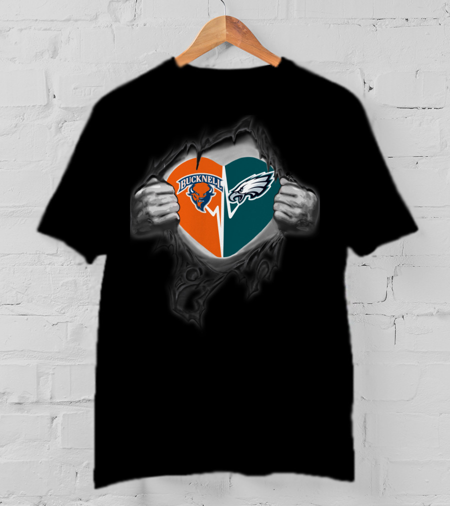 Bucknell Bison And Eagles Torn Heart T-Shirt