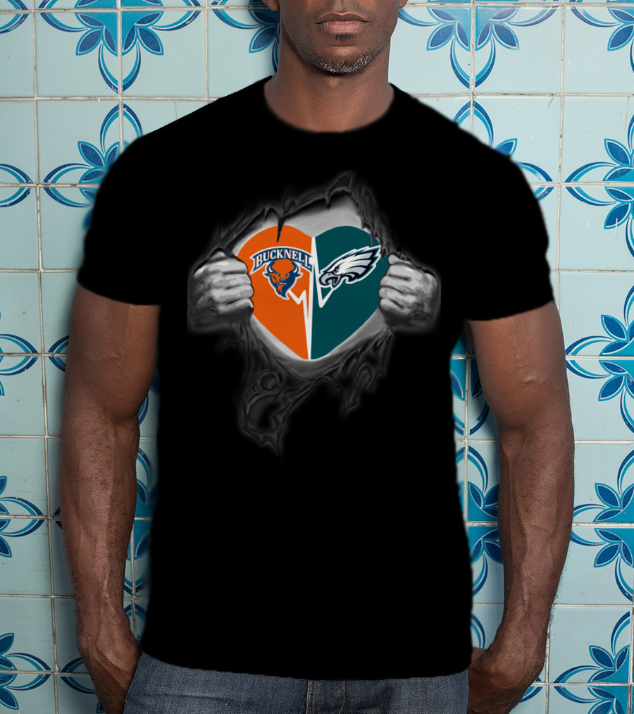 Bucknell Bison And Eagles Torn Heart T-Shirt