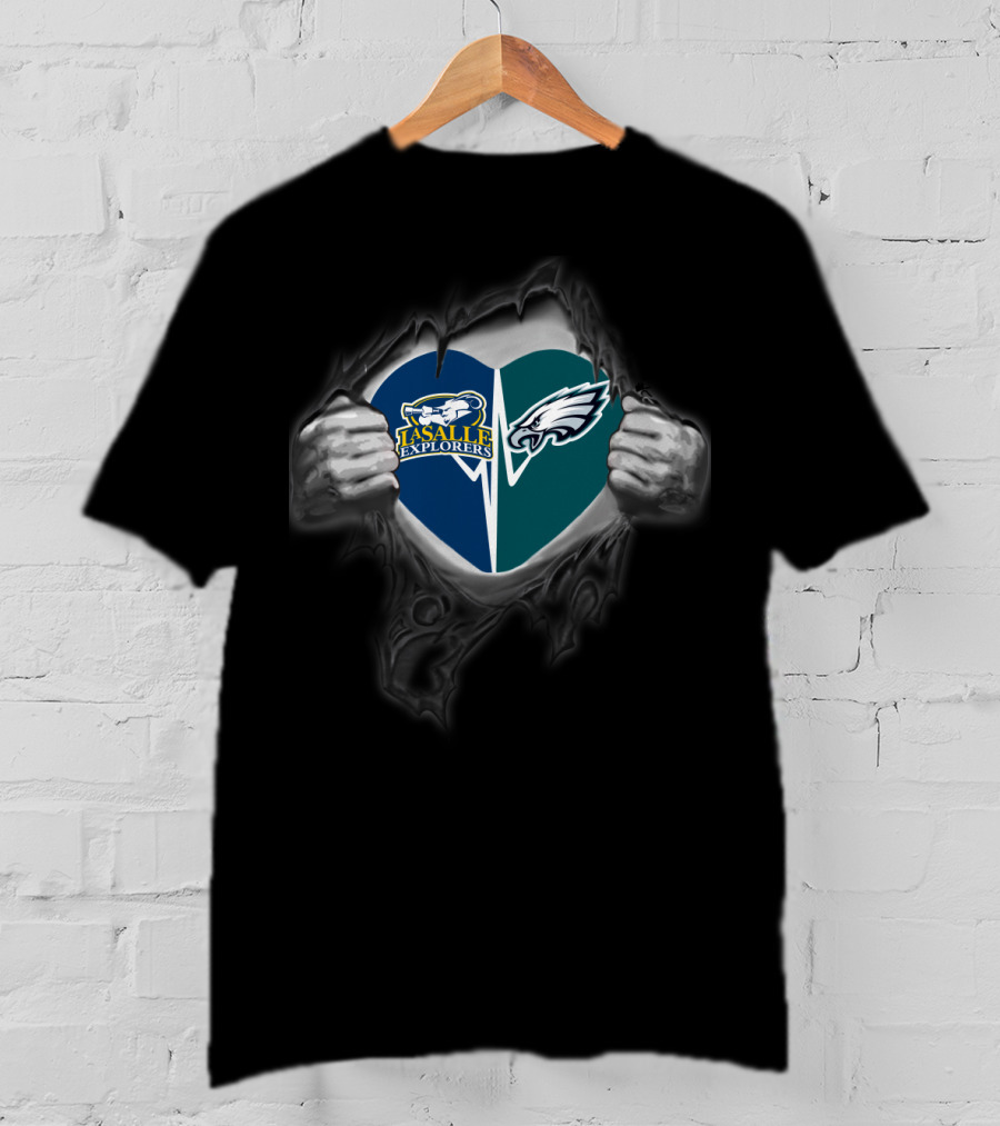 La Salle Explorers And Philadelphia Eagles Heart T-Shirt