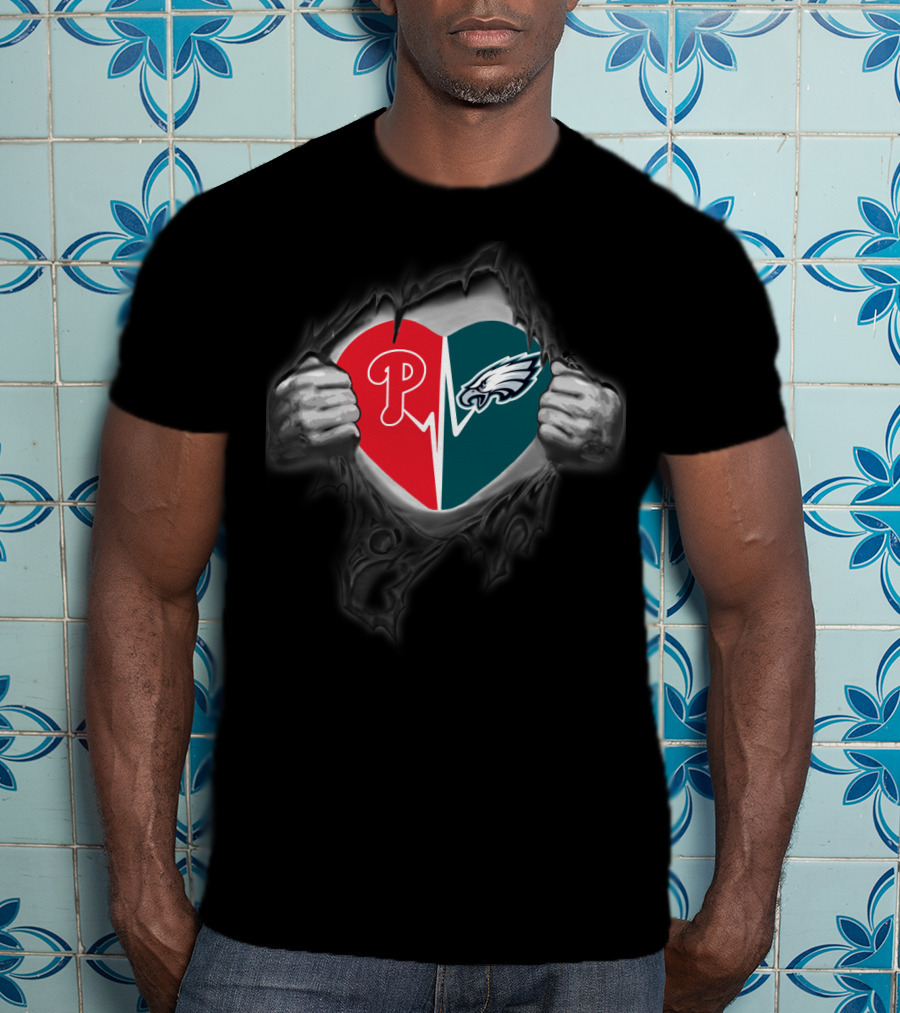 Phillies Eagles Heartbeat Logo Mix T-Shirt