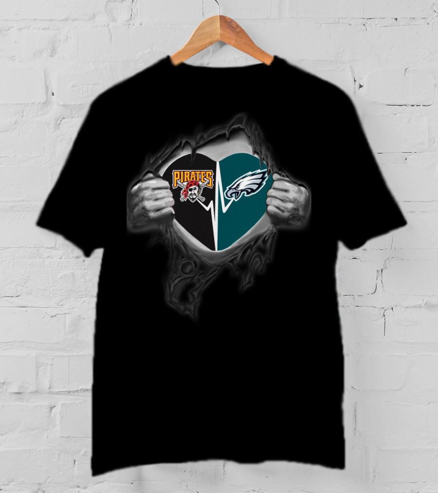 Pittsburgh Pirates Philadelphia Eagles Heart T-Shirt