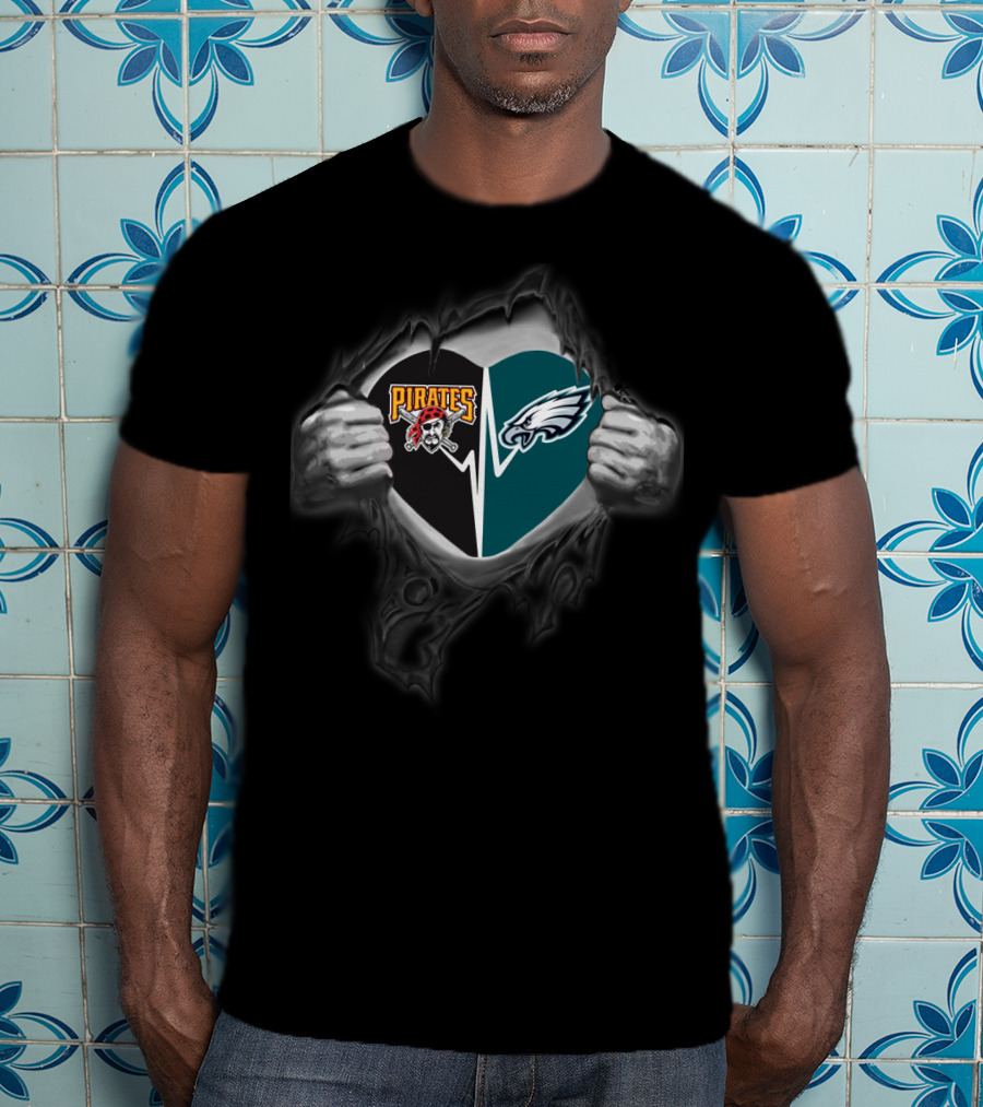 Pittsburgh Pirates Philadelphia Eagles Heart T-Shirt