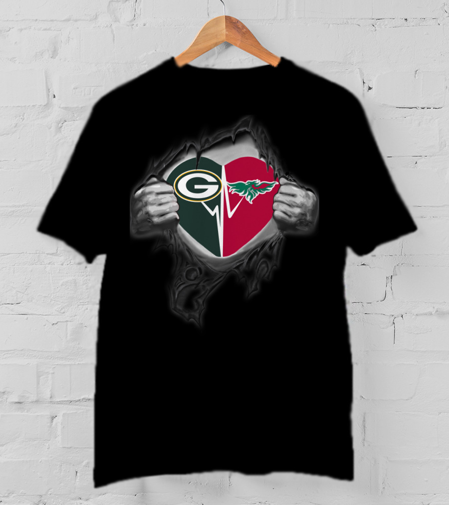 Packers Green Bay G Phoenix Heart Torn T-Shirt