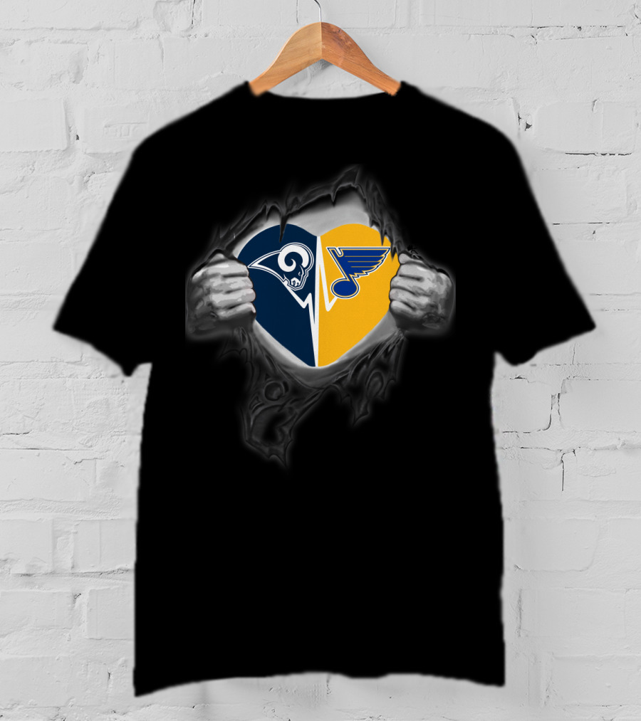 Rams Blues Heart Torn T-Shirt