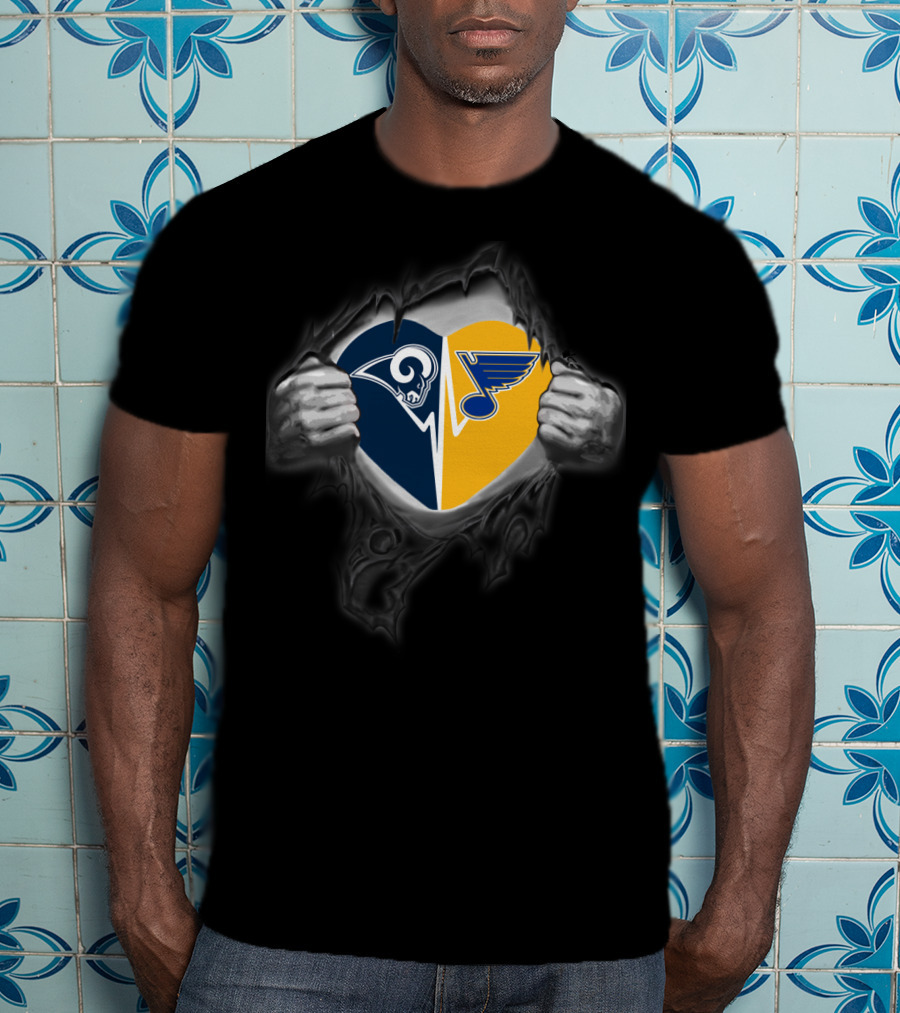 Rams Blues Heart Torn T-Shirt