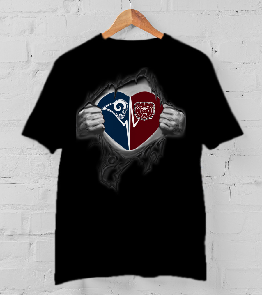 Rams Missouri State Bears Heart Logo Fusion T-Shirt