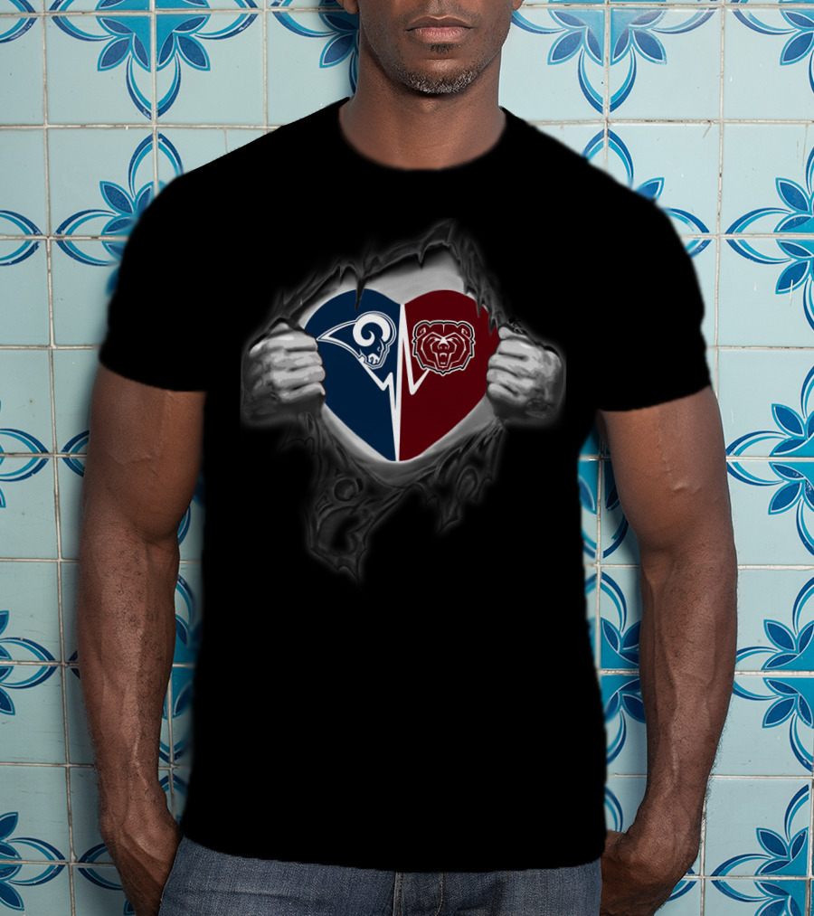 Rams Missouri State Bears Heart Logo Fusion T-Shirt