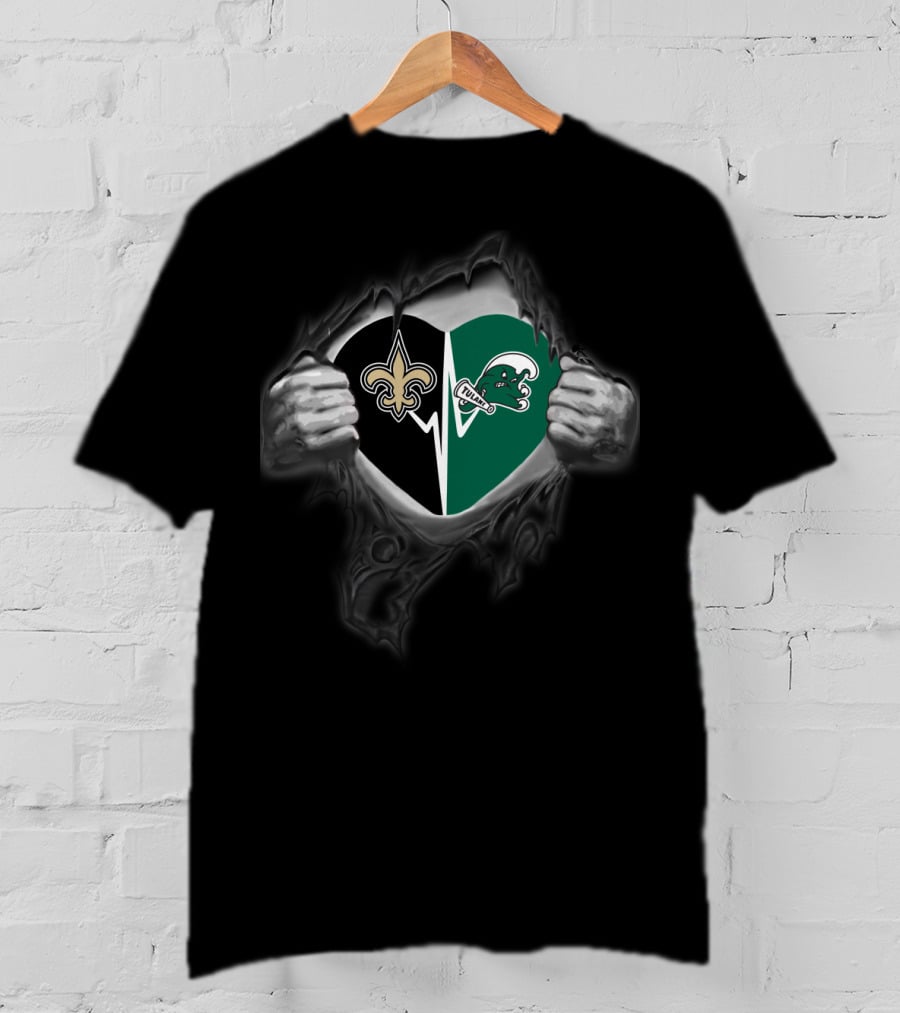 Saints Tulane Green Wave Heart Logo Fusion T-Shirt