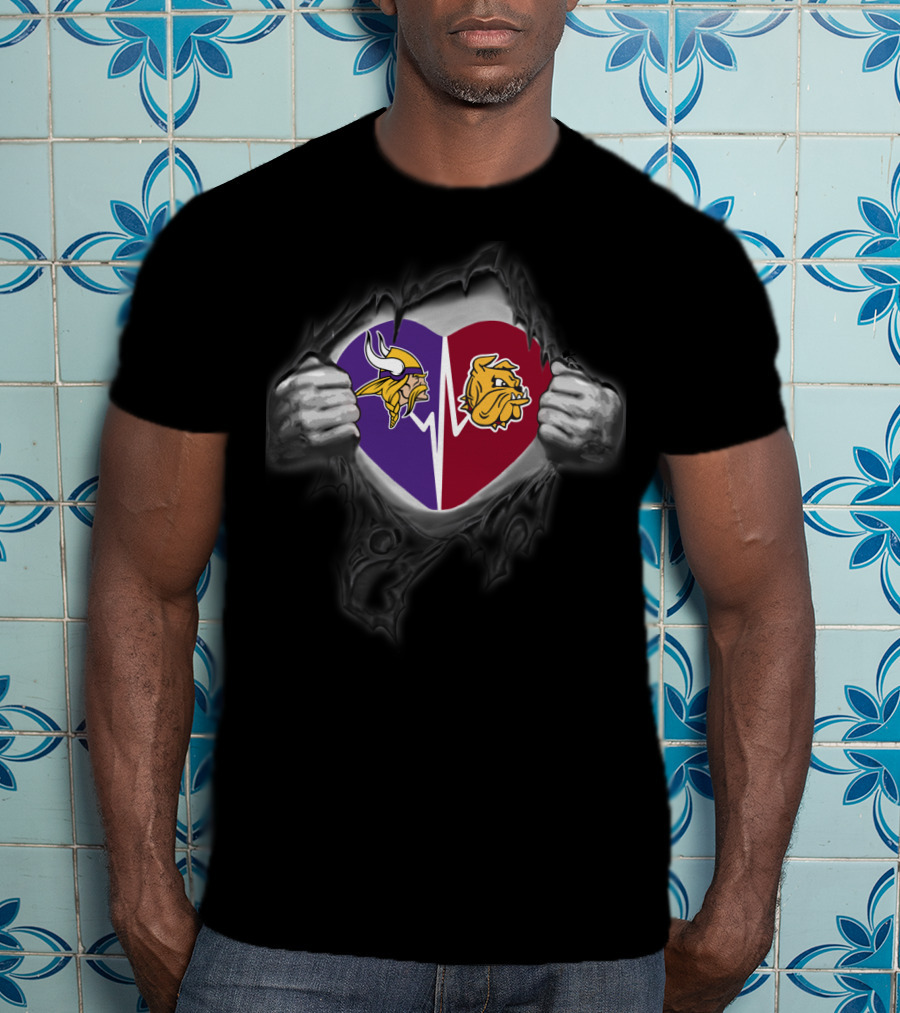 Vikings Duluth Bulldogs Heart Split T-Shirt