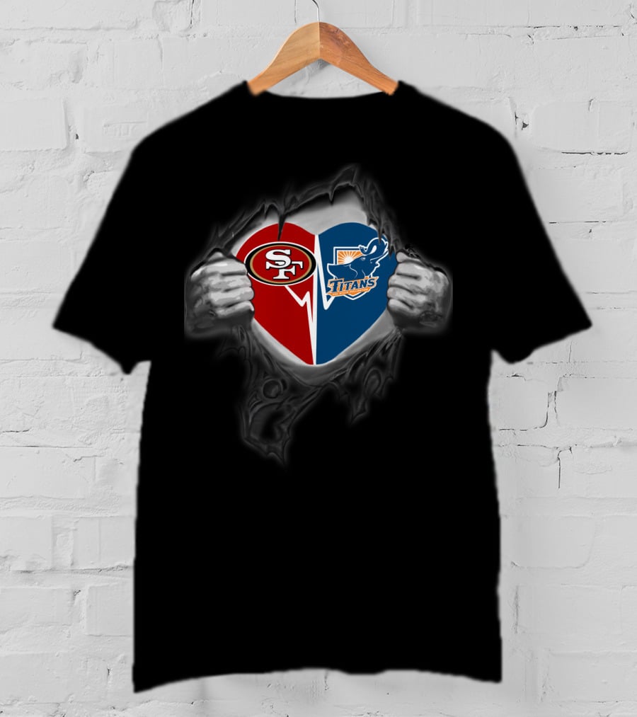 San Francisco 49ers Cal State Fullerton Titans Heart T-Shirt