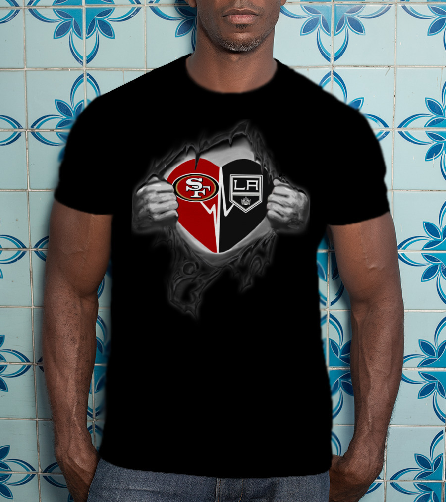 49ers Sf La Kings Heart Logo Tear T-Shirt