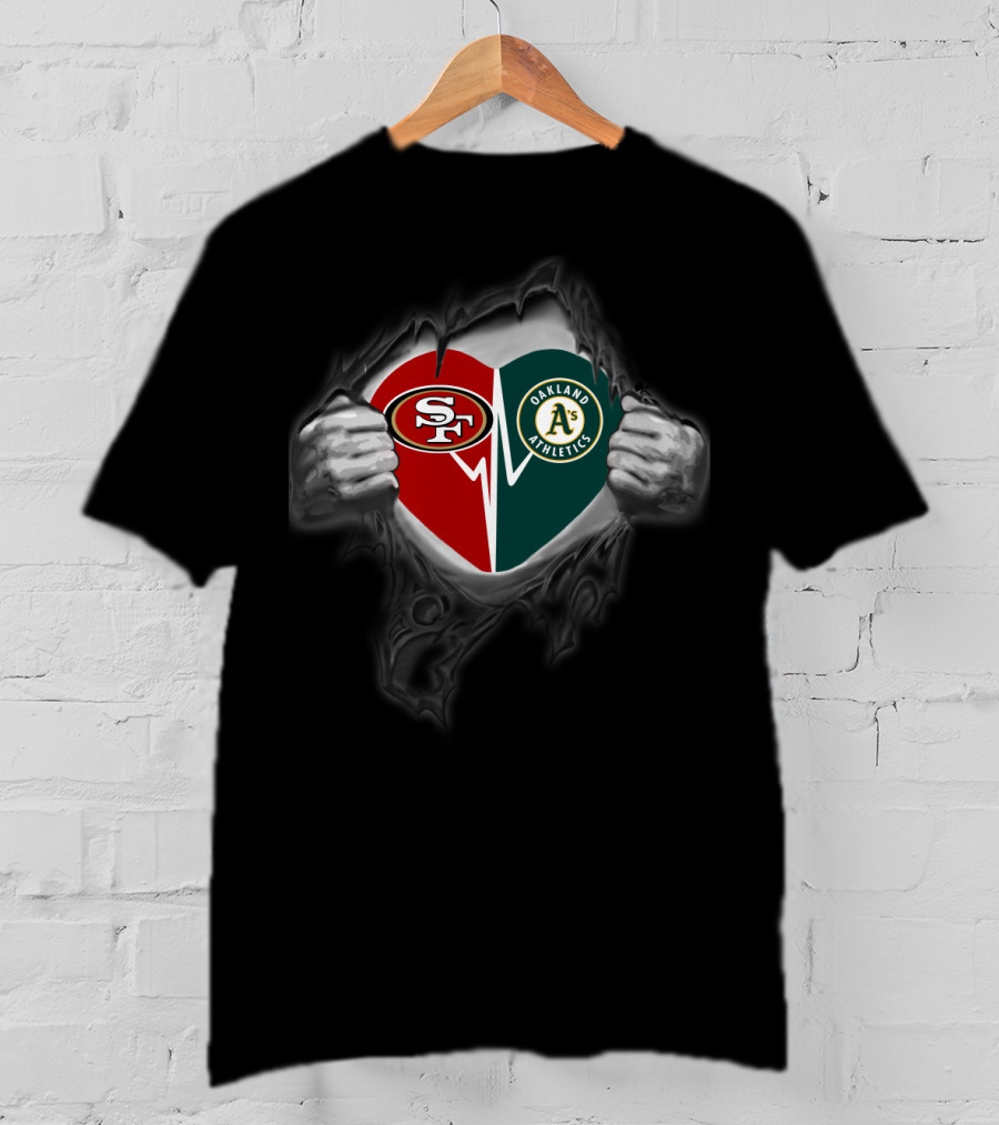 49ers Oakland Athletics Heart Logo Fusion T-Shirt