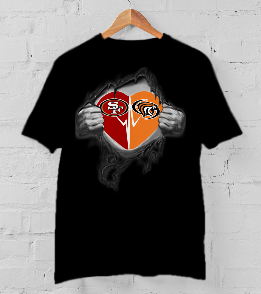 49ers Sf Pacific Tigers Heart Split T-Shirt