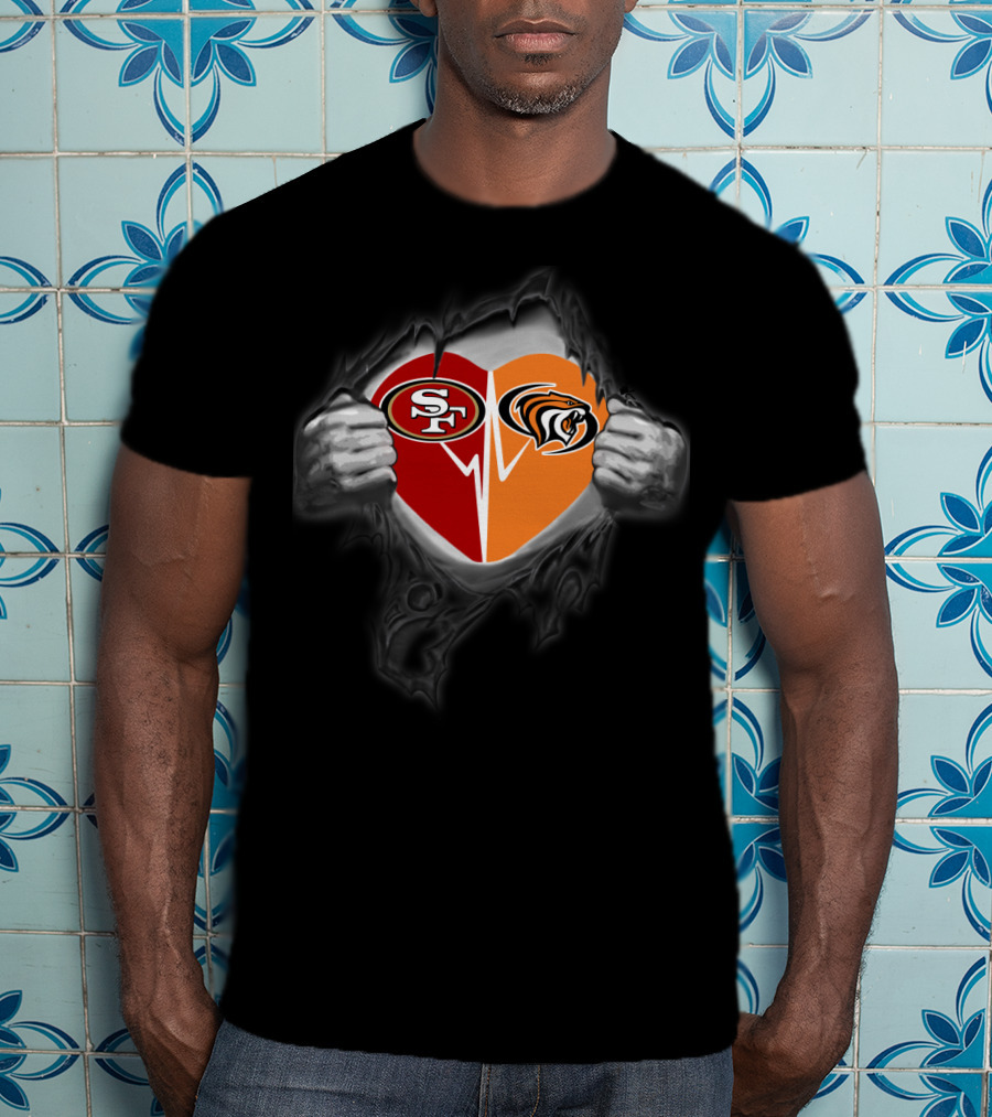 49ers Sf Pacific Tigers Heart Split T-Shirt