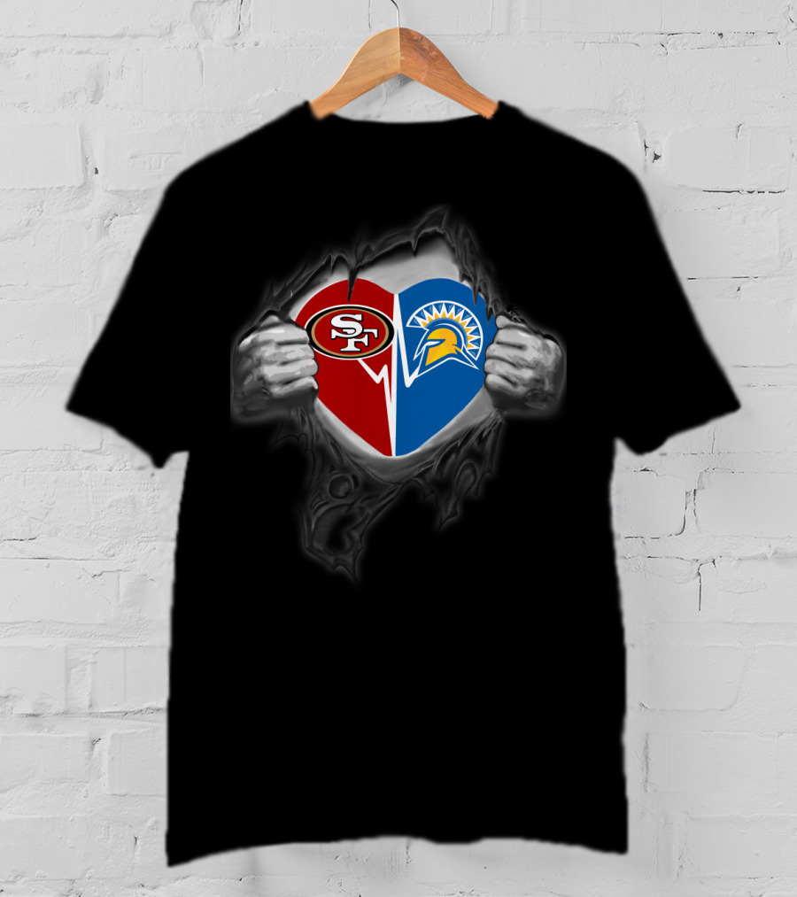 49ers Heart San Jose State Spartans Fusion T-Shirt