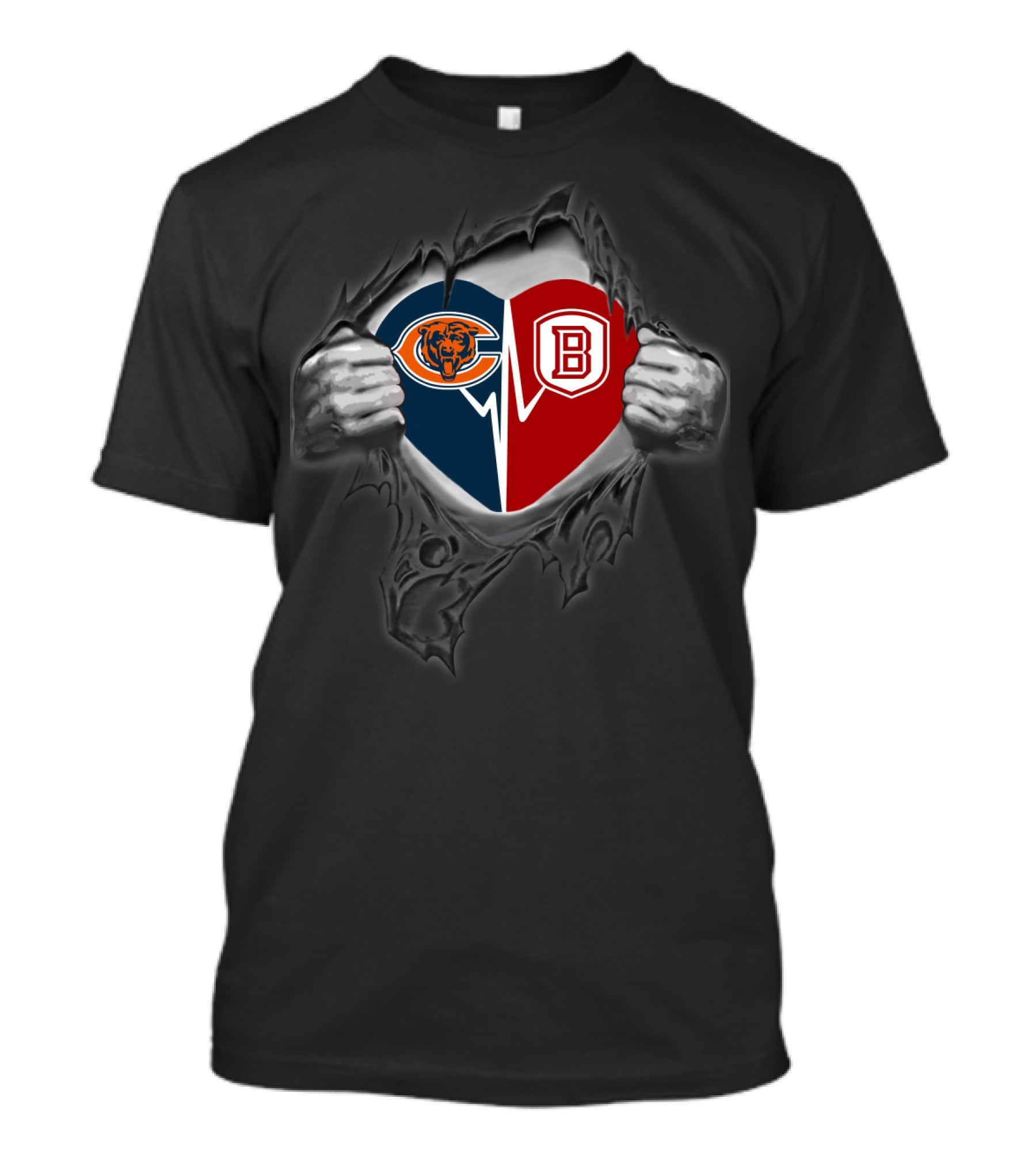 Chicago Bears Bradley Braves Heart Rip T-Shirt