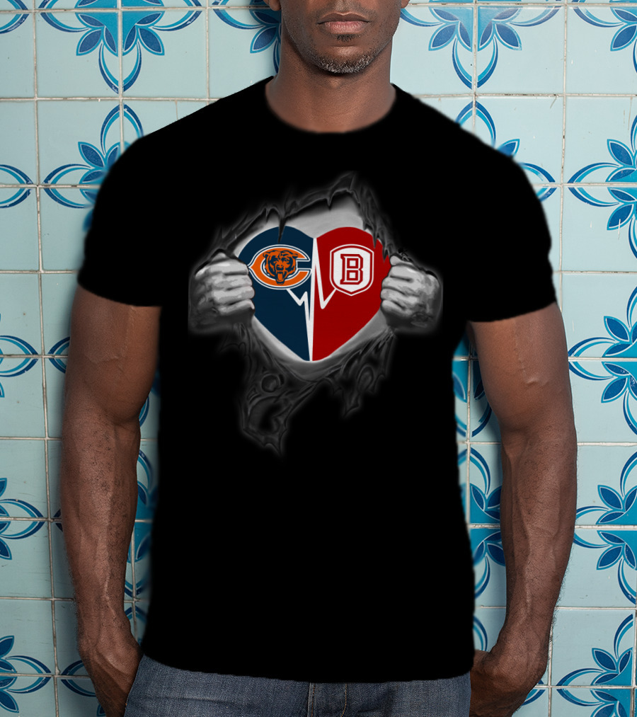 Chicago Bears Bradley Braves Heart Rip T-Shirt
