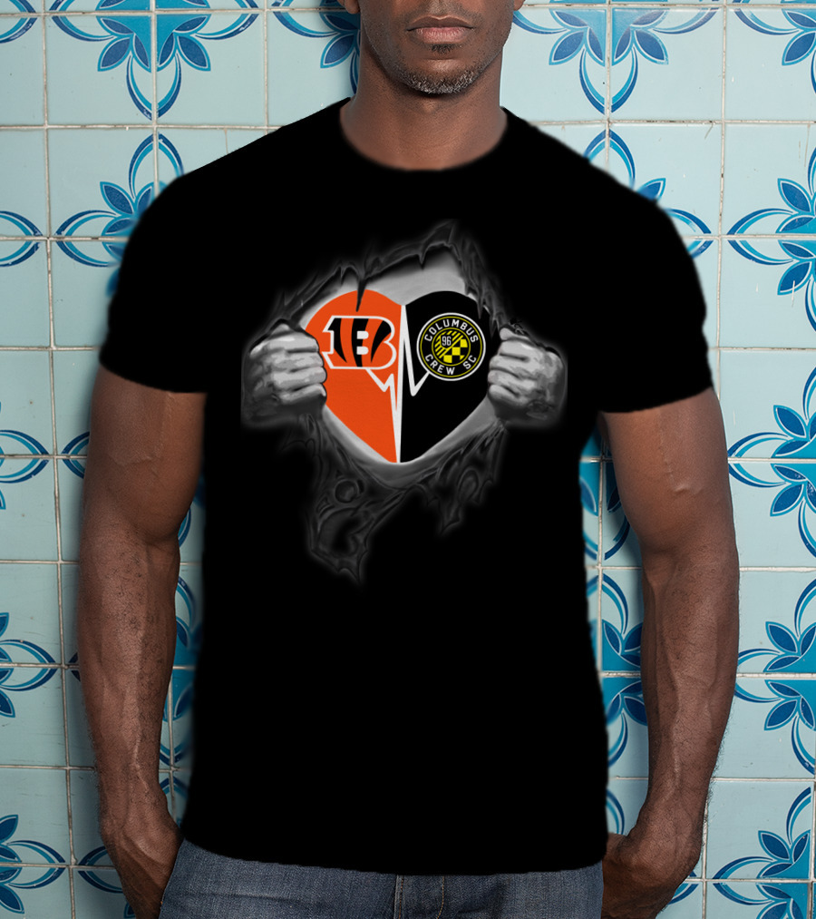 Bengals Columbus Crew Sc Heart Logo Fusion T-Shirt