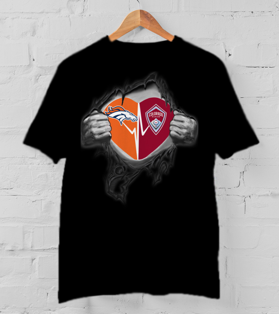 Broncos Colorado Rapids Heart Logo Fusion T-Shirt