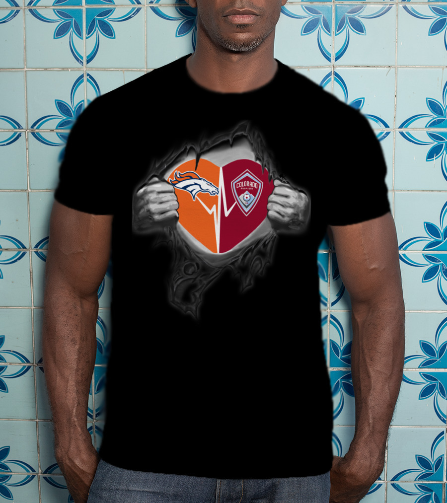 Broncos Colorado Rapids Heart Logo Fusion T-Shirt