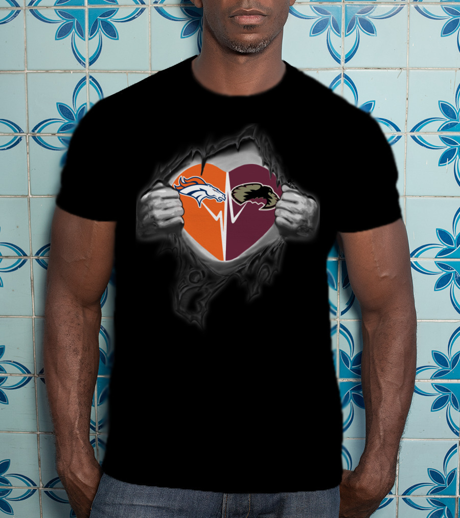 Denver Broncos Heart And Pioneers Logo Fusion T-Shirt