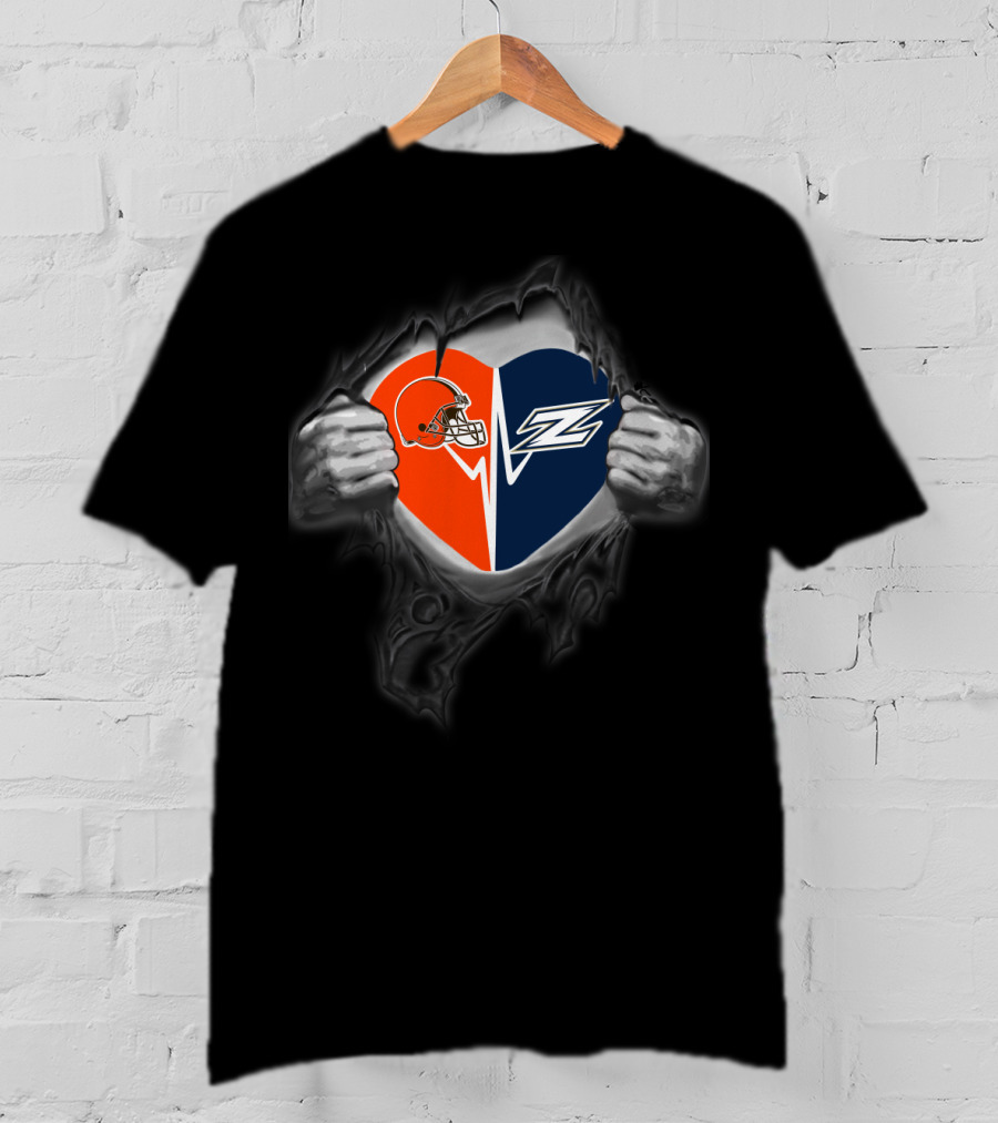 Browns Akron Zips Heart Logo Fusion T-Shirt