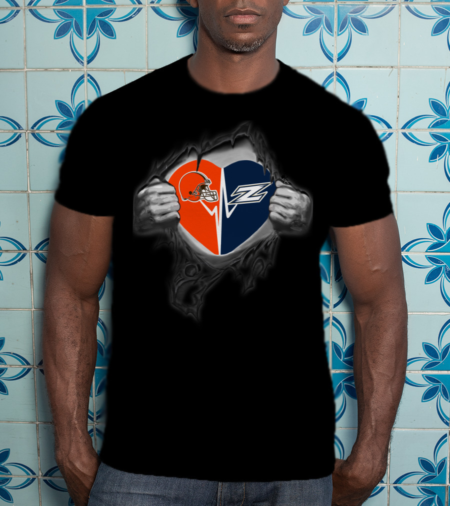 Browns Akron Zips Heart Logo Fusion T-Shirt