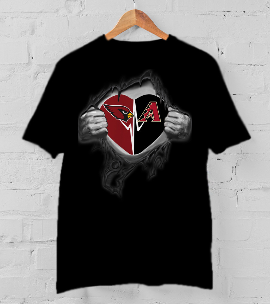 Cardinals And Arizona Diamondbacks Heart T-Shirt