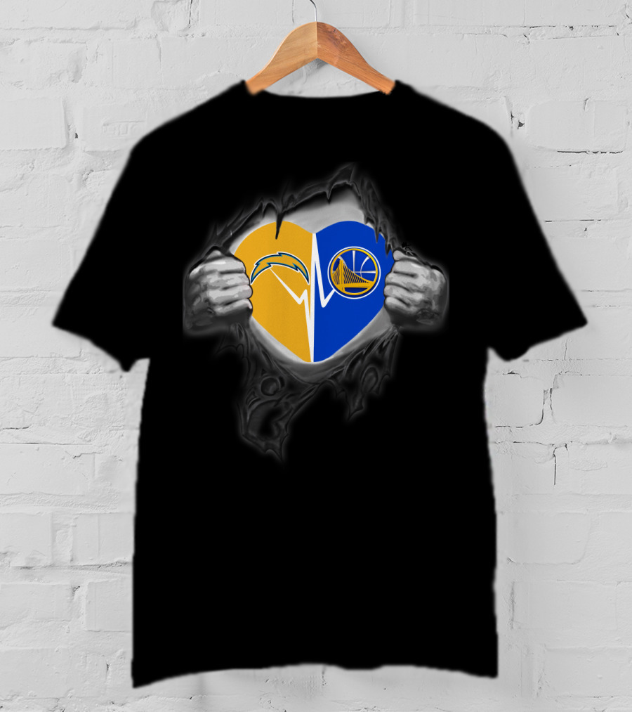 Chargers Golden State Warriors Heart Logo Fusion T-Shirt