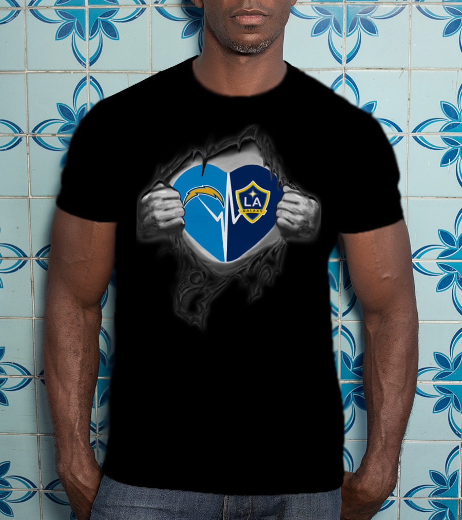 Los Angeles Chargers La Galaxy Heart Logo Fusion T-Shirt