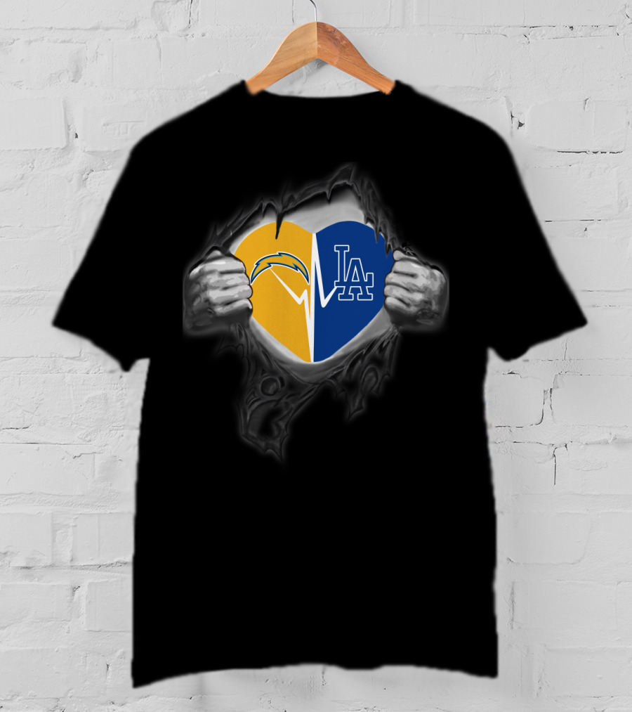 Chargers Los Angeles Dodgers Heart T-Shirt